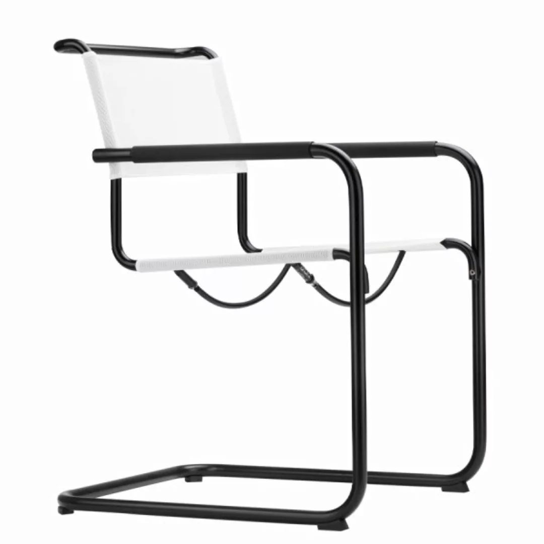 THONET Stahlrohr-Freischwinger S 34 N Outdoor mit Armlehnen | Netzbespannun günstig online kaufen