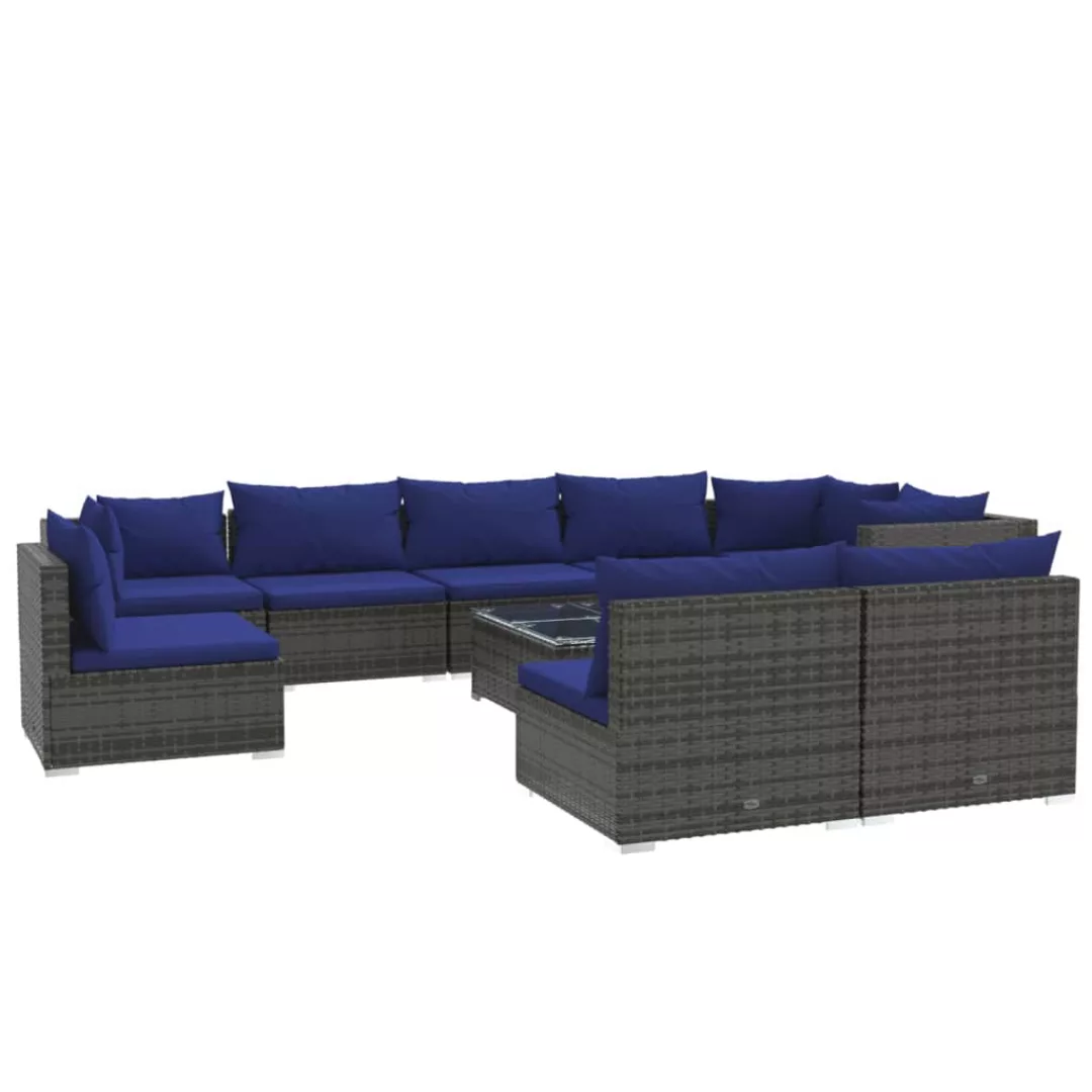 Vidaxl 10-tlg. Garten-lounge-set Mit Kissen Poly Rattan Grau günstig online kaufen