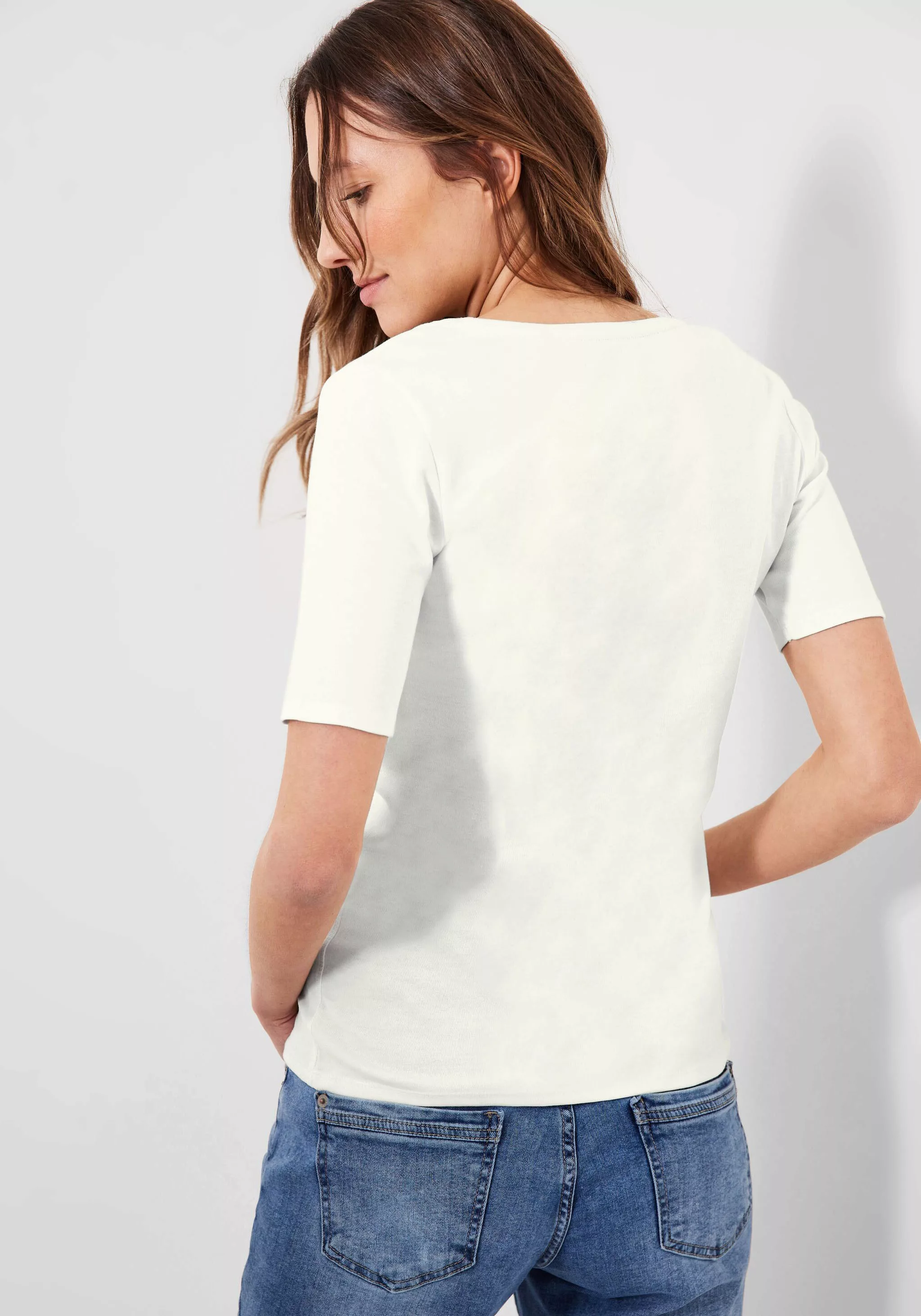 Cecil T-Shirt Cecil T-Shirt einfarbig in Vanilla White (1-tlg) Nicht Vorhan günstig online kaufen