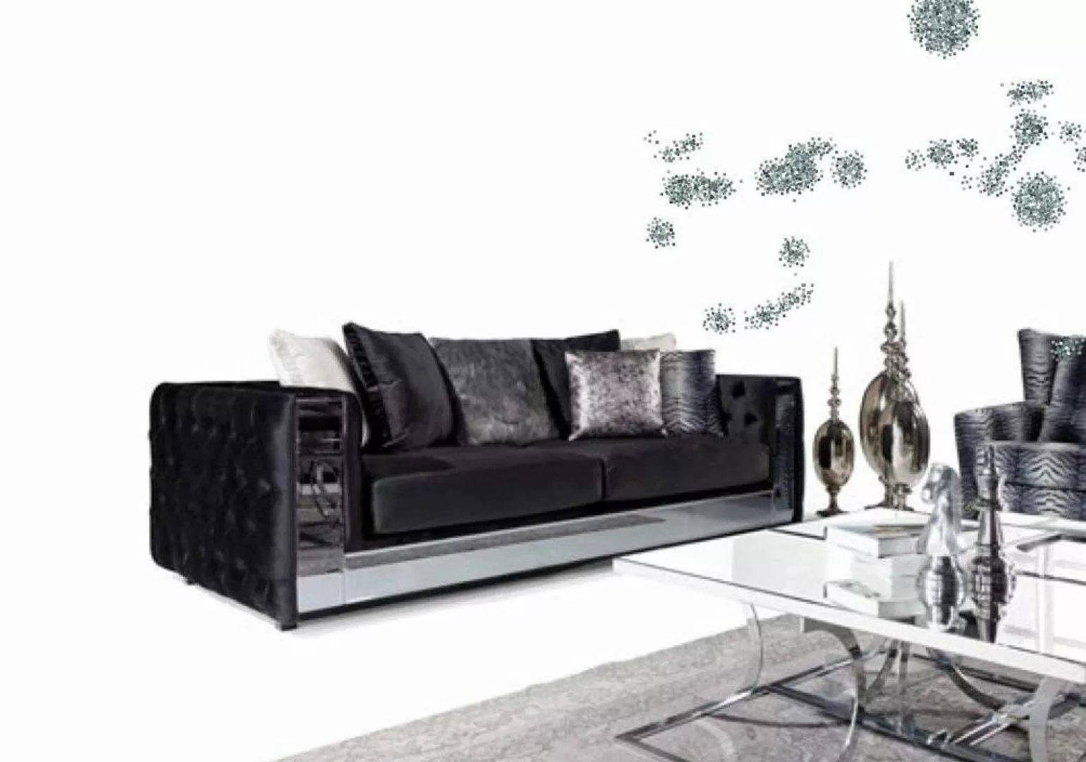 Xlmoebel Sofa Moderne 3-Sitzer Chesterfield Wohnzimmer Couch mit Textilbezu günstig online kaufen