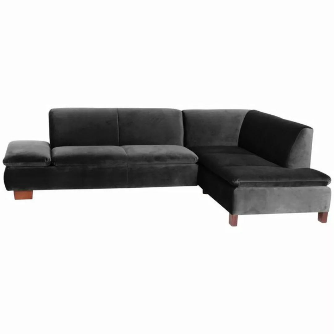 58 aufm Kessel Sofa mit Ottomane rechts Kaye Bezug Samtvelours Buche nussba günstig online kaufen