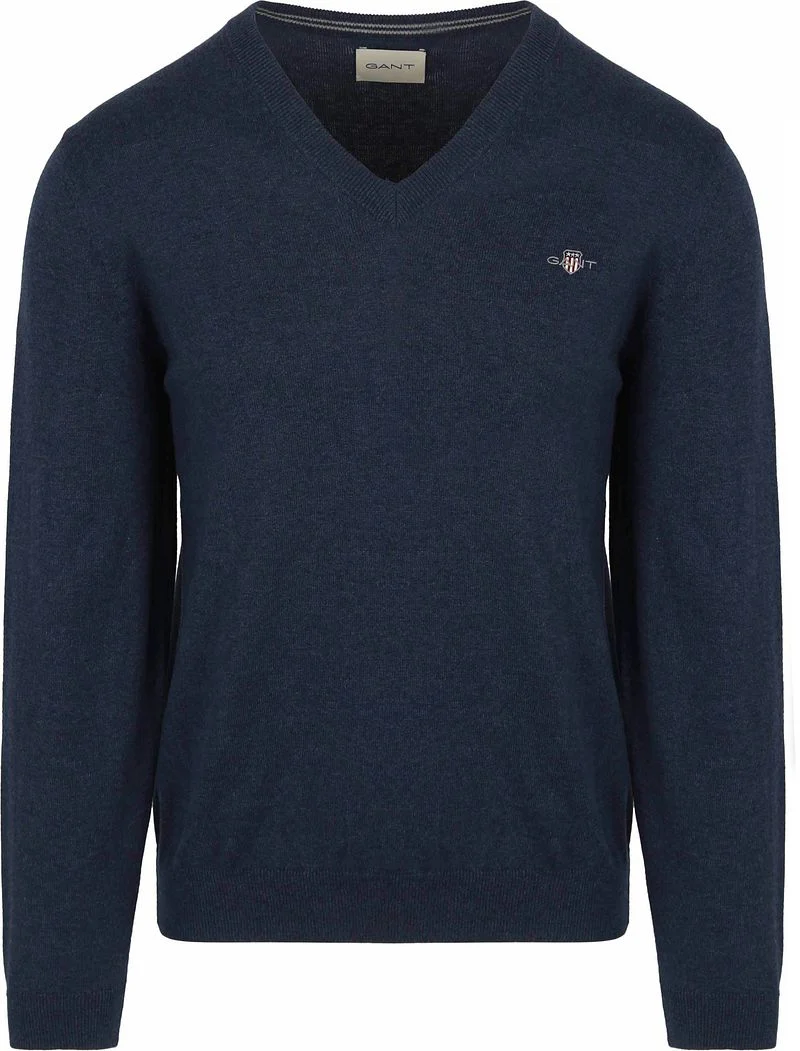 Gant Pullover V-Ausschnitt Jeans Blau - Größe L günstig online kaufen