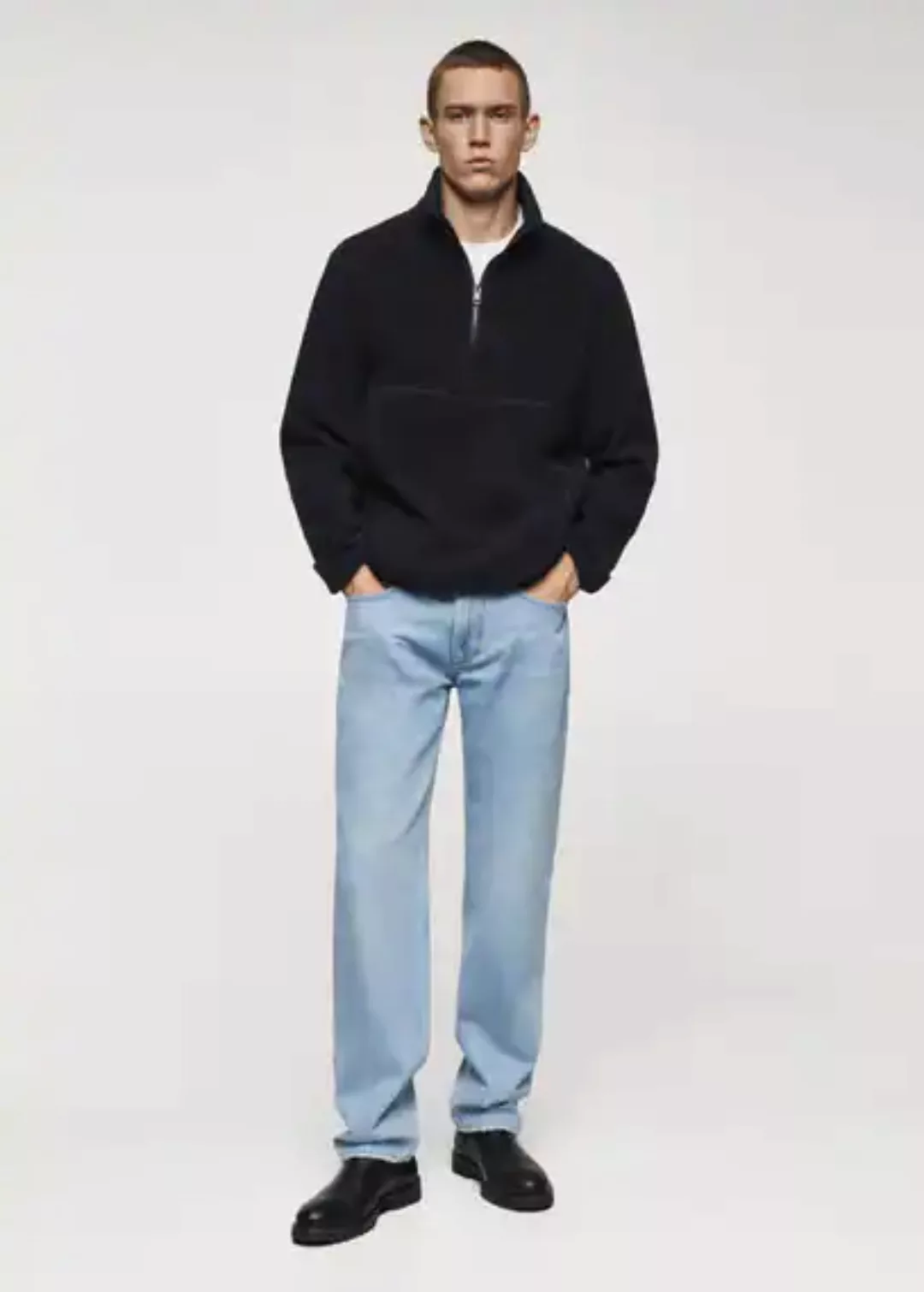 Fleece-Sweatshirt mit Zip-Kragen günstig online kaufen