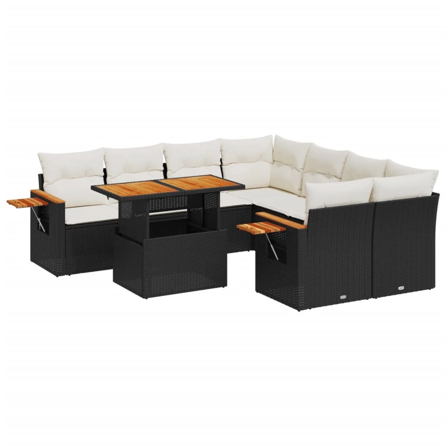 vidaXL 9-Tlg Garten-Sofagarnitur mit Kissen Schwarz Poly Rattan 3273443 günstig online kaufen