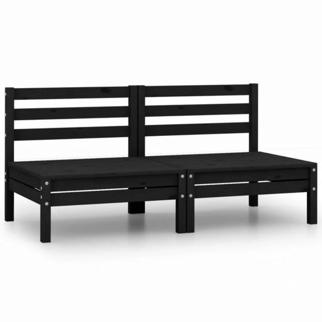 furnicato Sofa-Mittelelement Garten-Mittelsofas 2 Stk. Schwarz Kiefer Massi günstig online kaufen