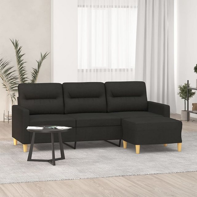 vidaXL Sofa 3-Sitzer-Sofa mit Hocker Dunkelgrau 180 cm Stoff günstig online kaufen