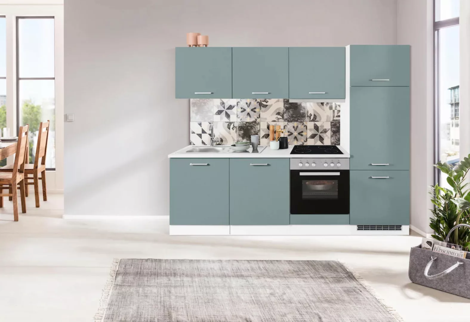 HELD MÖBEL Küchenzeile "Visby", mit E-Geräten, Breite 240 cm inkl. Kühlschr günstig online kaufen