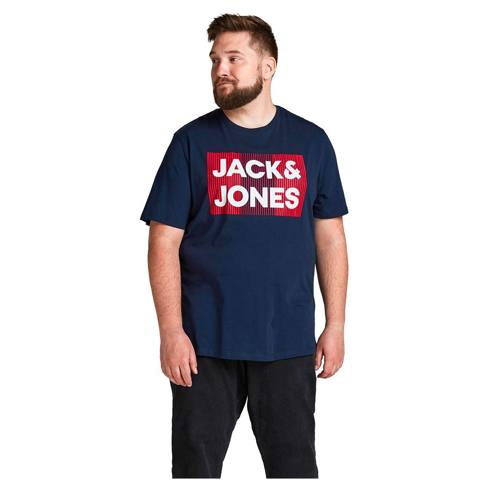 Jack & Jones Corp Logo Kurzarm O Hals T-shirt 2XL Navy Blazer / Print Play günstig online kaufen