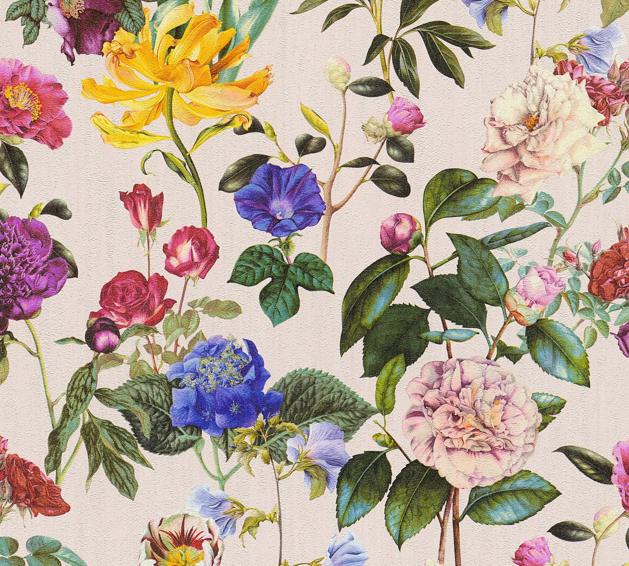 Bricoflor Rosa Blumentapete Moderne Tapete mit Blumen in Bunt Ideal für Woh günstig online kaufen