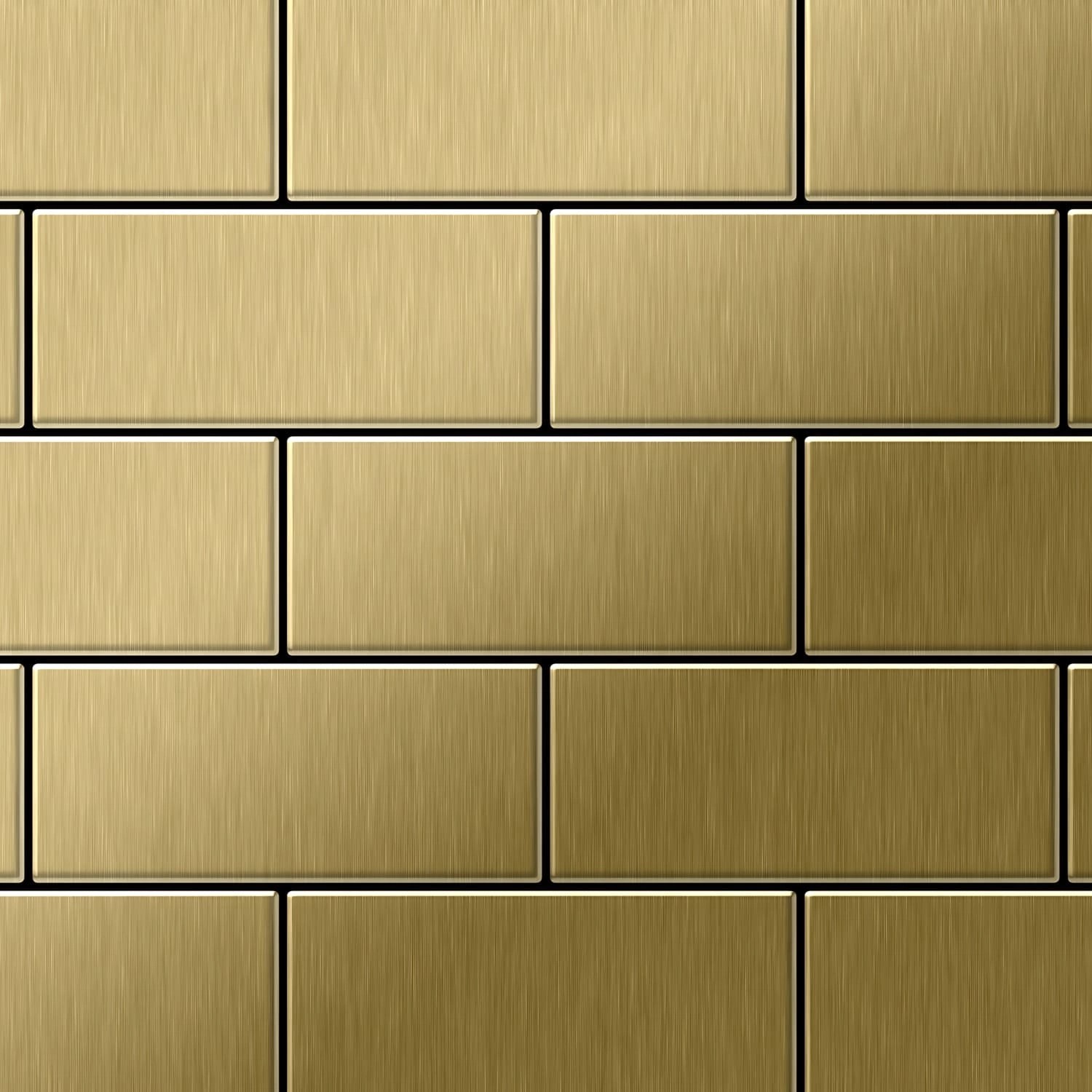 ALLOY Mosaik Fliese Massiv Metall Titan Gebürstet Gold 1,6mm Stark Subway-t günstig online kaufen