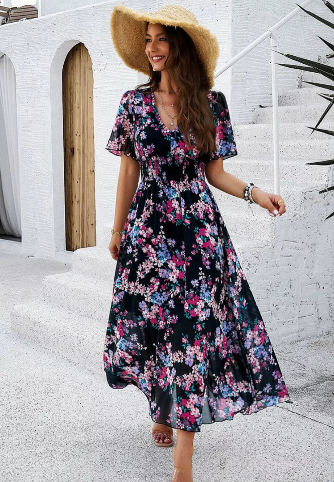 DEBAIJIA Dirndl Sommerkleid Damen Frauen Bedruckter Kleid lässiger Mode günstig online kaufen