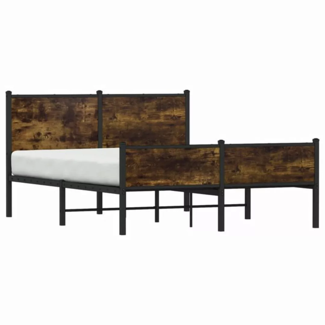 vidaXL Bett Metallbett ohne Matratze Räuchereiche 150x200 cm günstig online kaufen