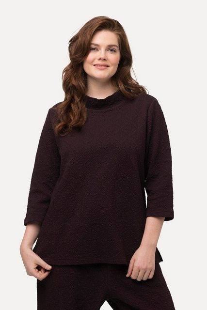 Ulla Popken Sweatshirt Sweatshirt Struktur Stehkragen 3/4-Arm günstig online kaufen