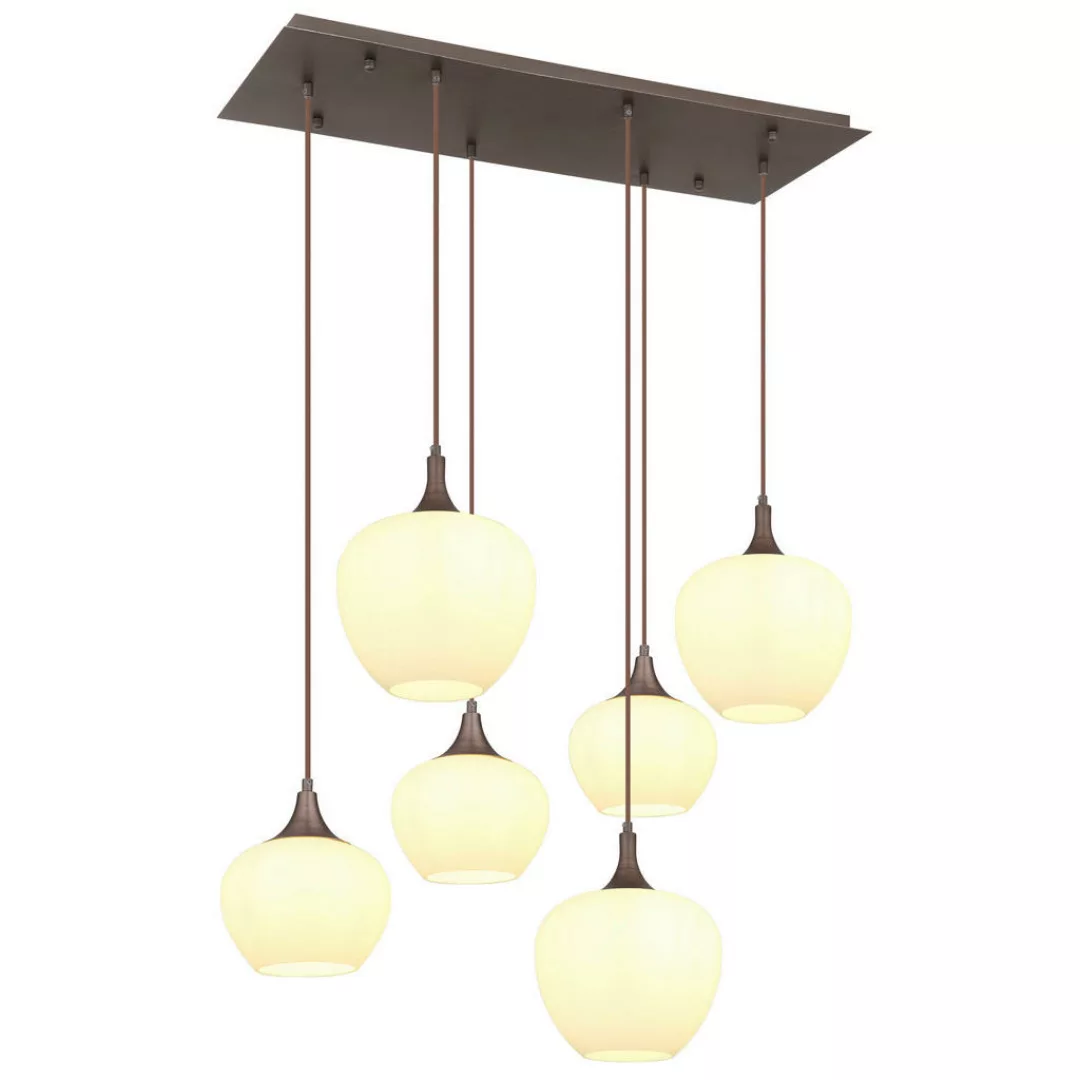 GLOBO Pendelleuchte kaffee Metall B/H/T: ca. 42x120x86 cm E27 6 Brennstelle günstig online kaufen