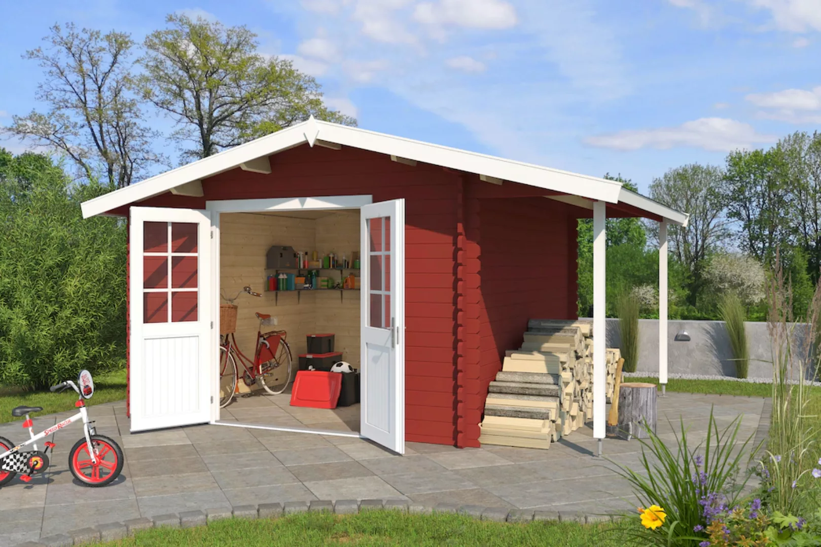LASITA MAJA Gartenhaus "Tulsa, Schwedenrot", (Set), mit Dachanbau günstig online kaufen