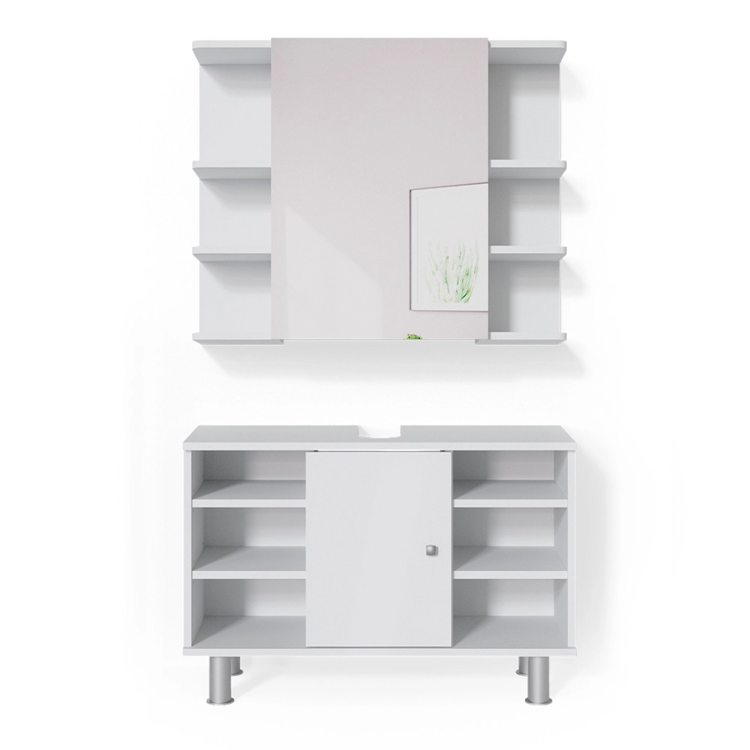 Vicco Badmöbel-Set Fynn, Weiß, 2 Teile, günstig online kaufen