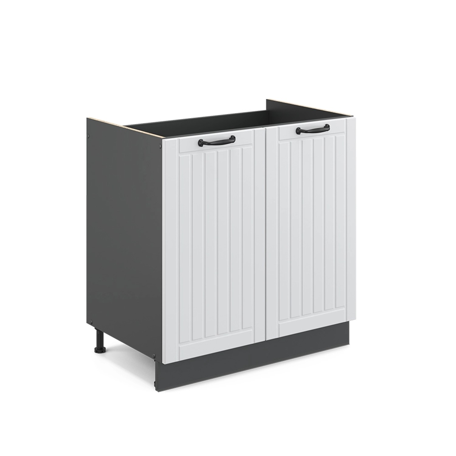 Vicco Spülenunterschrank Fame-Line Weiß Landhaus/Anthrazit 80 cm AP Eiche günstig online kaufen