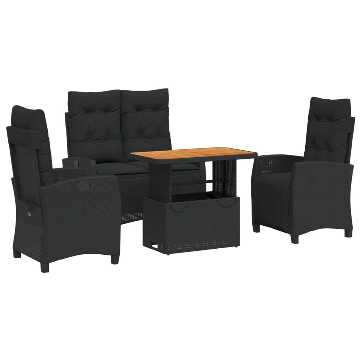 vidaXL 4-Tlg Garten-Essgruppe mit Kissen Schwarz Poly Rattan 3277396 günstig online kaufen
