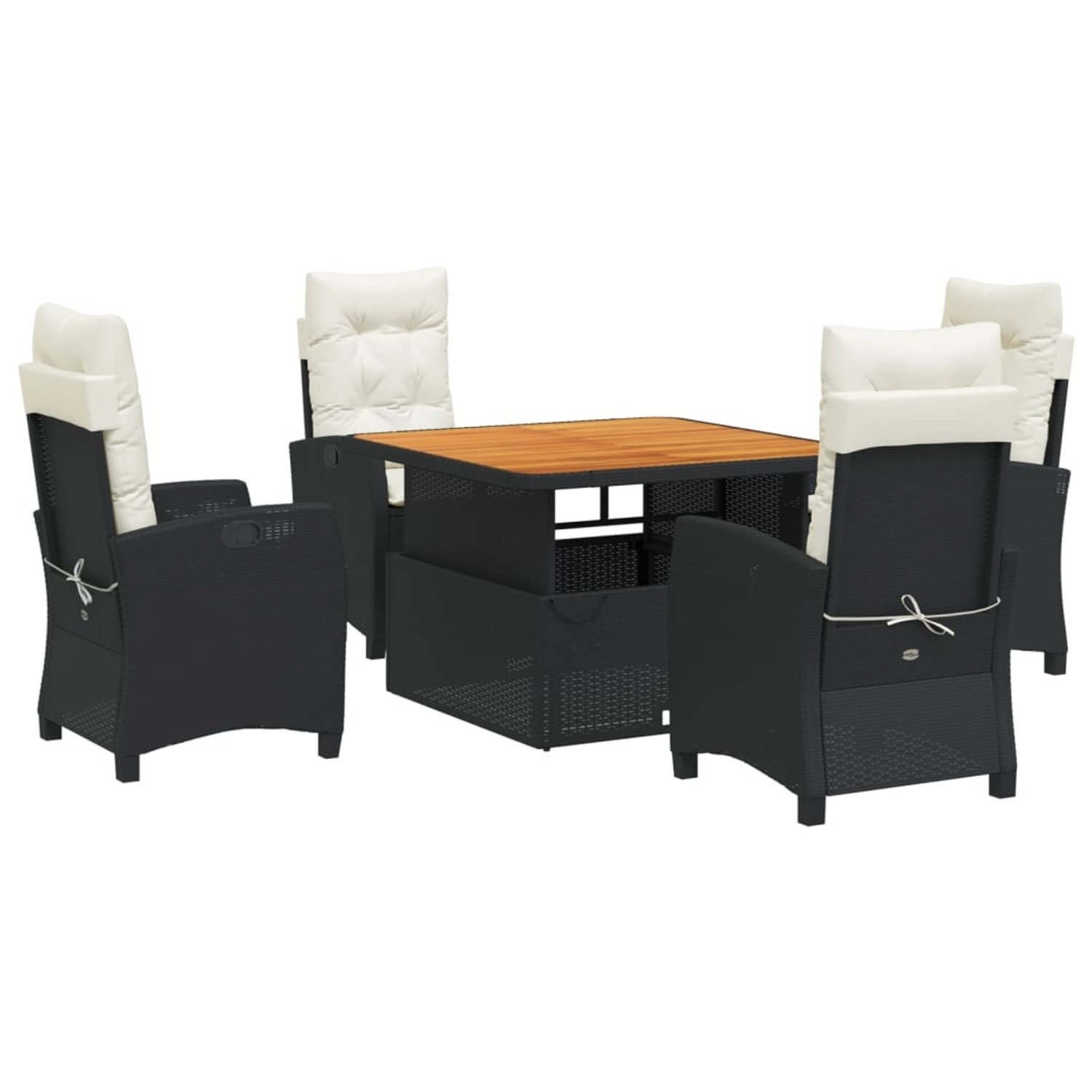 vidaXL 5-Tlg Garten-Essgruppe mit Kissen Schwarz Poly Rattan 3277376 günstig online kaufen