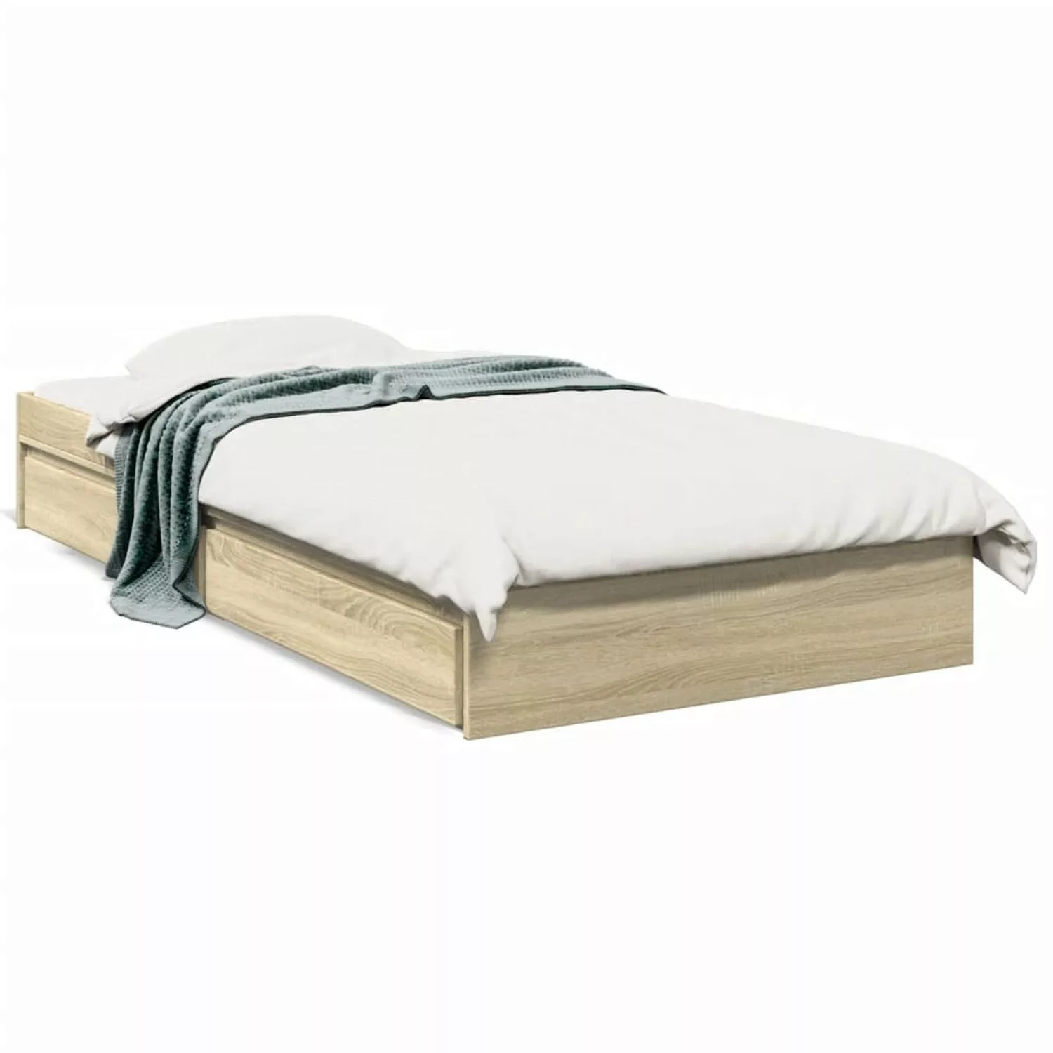 vidaXL Bett, Bettgestell mit Schubladen Sonoma-Eiche 100x200cm Holzwerkstof günstig online kaufen