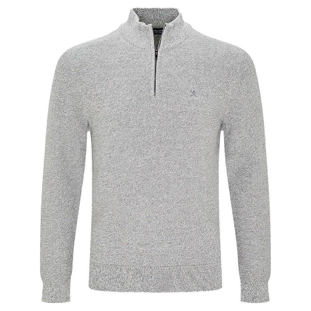 Hackett Textured Mouline Halber Reißverschluss Sweater 2XL Grey / Ecru günstig online kaufen