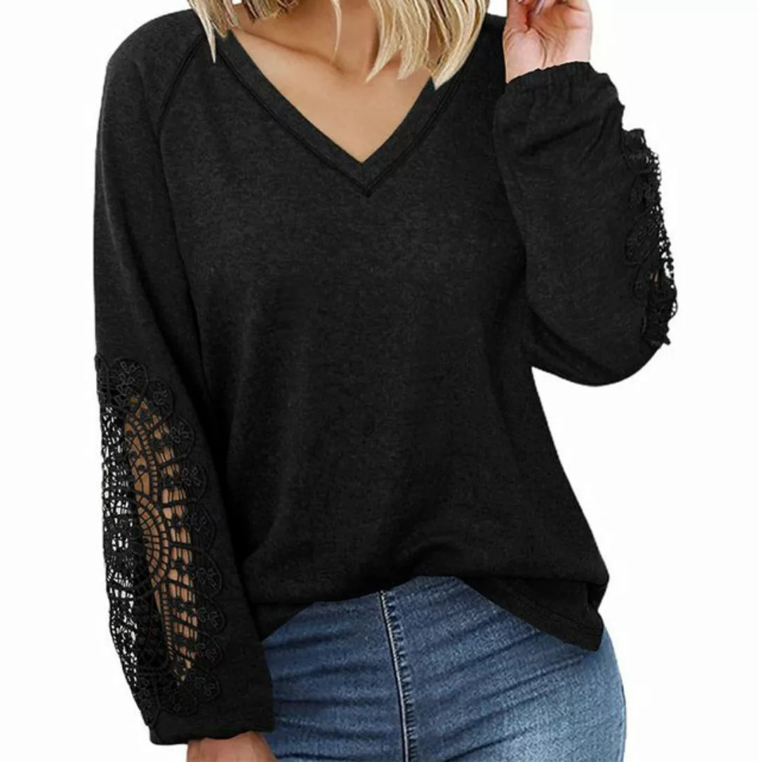 AFAZ New Trading UG Spitzentop Locker lässiges Damen-Langarm-T-Shirt mit V- günstig online kaufen