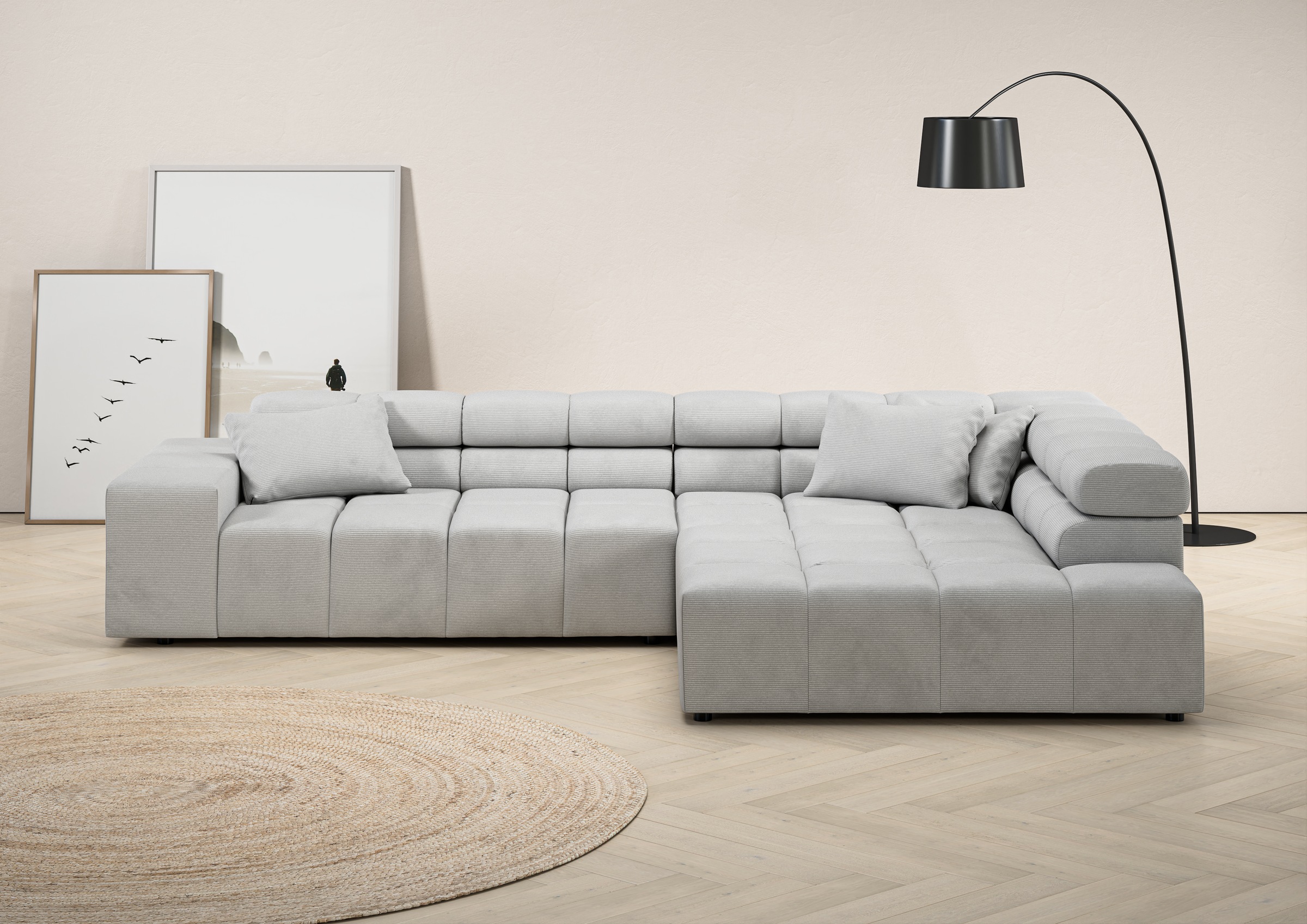 INOSIGN Ecksofa Ancona incl. Kopfteilverstellung, Zierkissen Breite 319cm, günstig online kaufen