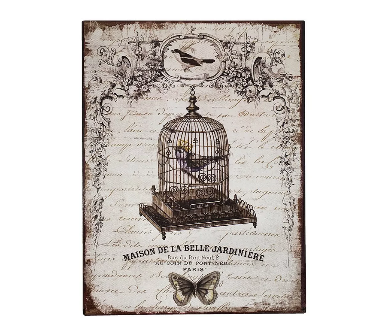 Blechschild Vogelkäfig Paris Dekoschild Nostalgie Vintage 33x25cm günstig online kaufen