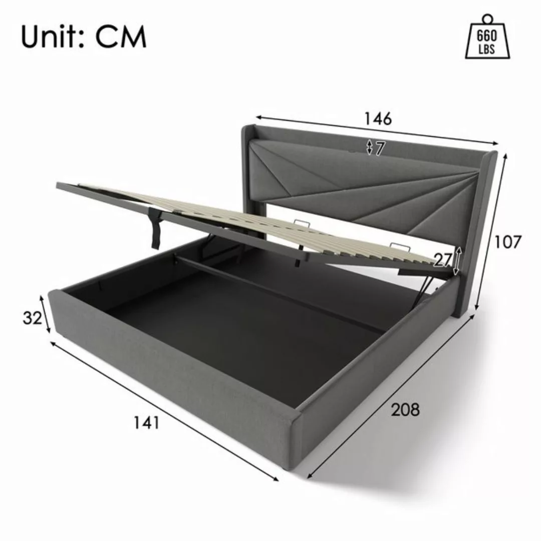 BlingBin Polsterbett Stauraumbett Jugendbett (1-tlg., Doppelbett mit USB Ty günstig online kaufen