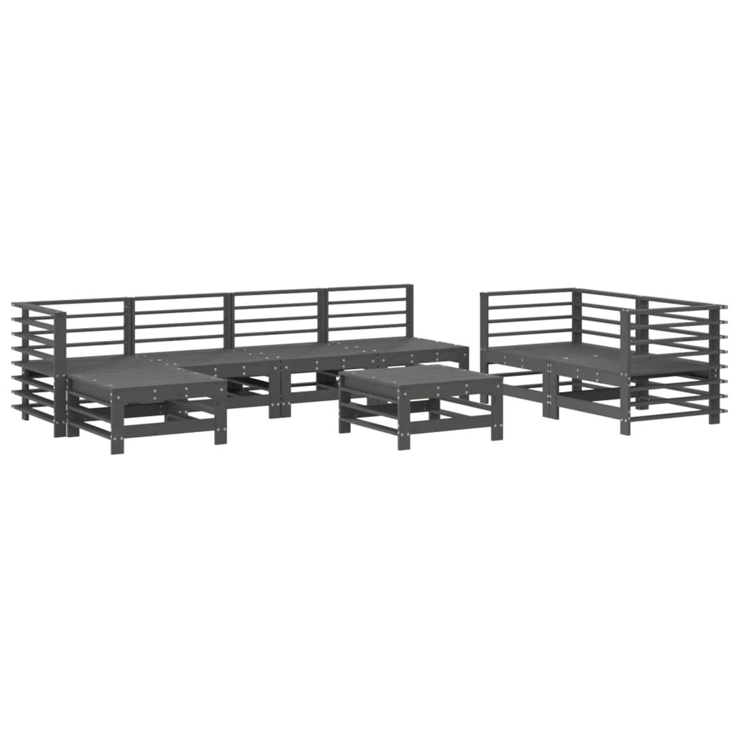 vidaXL 8-tlg Garten-Lounge-Set Grau Massivholz Kiefer Modell 14 günstig online kaufen