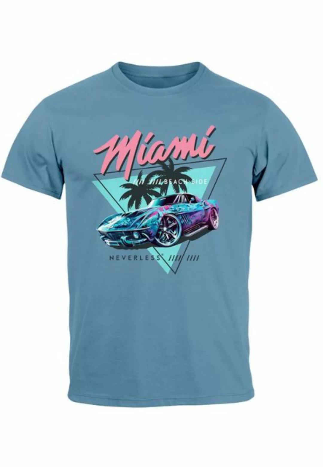 Neverless Print-Shirt Herren T-Shirt Bedruckt Miami Beach Surfing Motiv USA günstig online kaufen