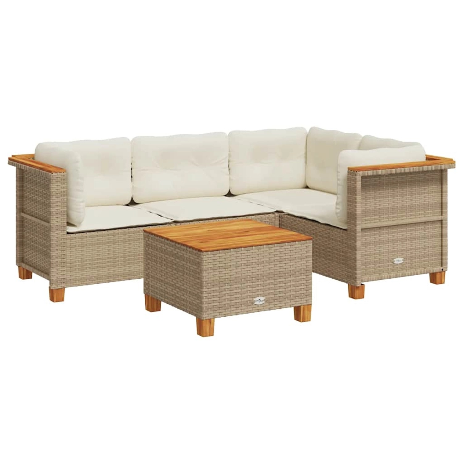 vidaXL 5-Tlg Garten-Sofagarnitur mit Kissen Beige Poly Rattan 3261805 günstig online kaufen