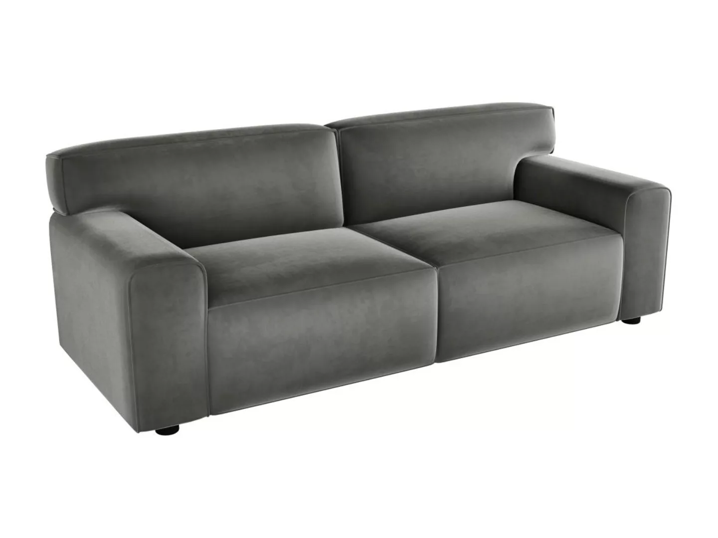 Sofa 3-Sitzer - Samt - Grau - OTRANO günstig online kaufen