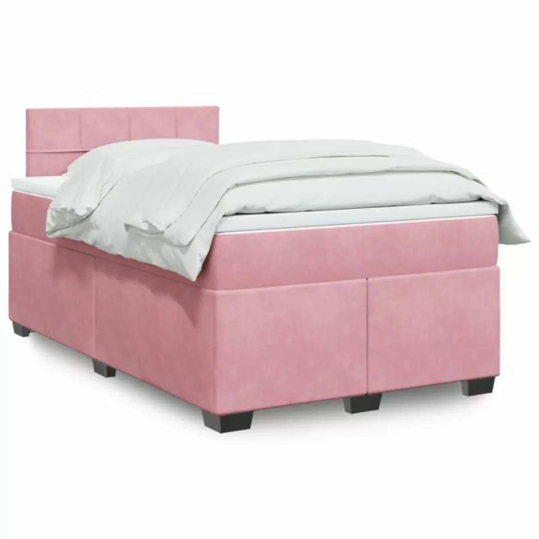 vidaXL Boxspringbett, Boxspringbett mit Matratze Rosa 120x190 cm Samt günstig online kaufen