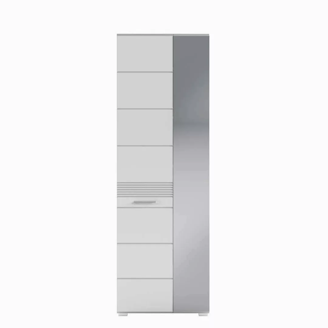 Weißer Garderobenschrank mit hoher Spiegeltür 62x190x37 cm günstig online kaufen