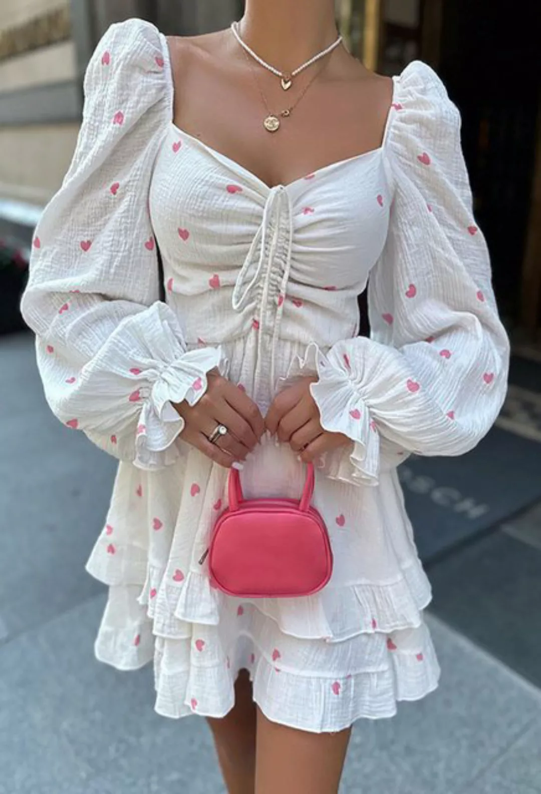 SEGUEN Sommerkleid Design Floral Sexy Drawstring-Kleider (Small Fresh Bubbl günstig online kaufen