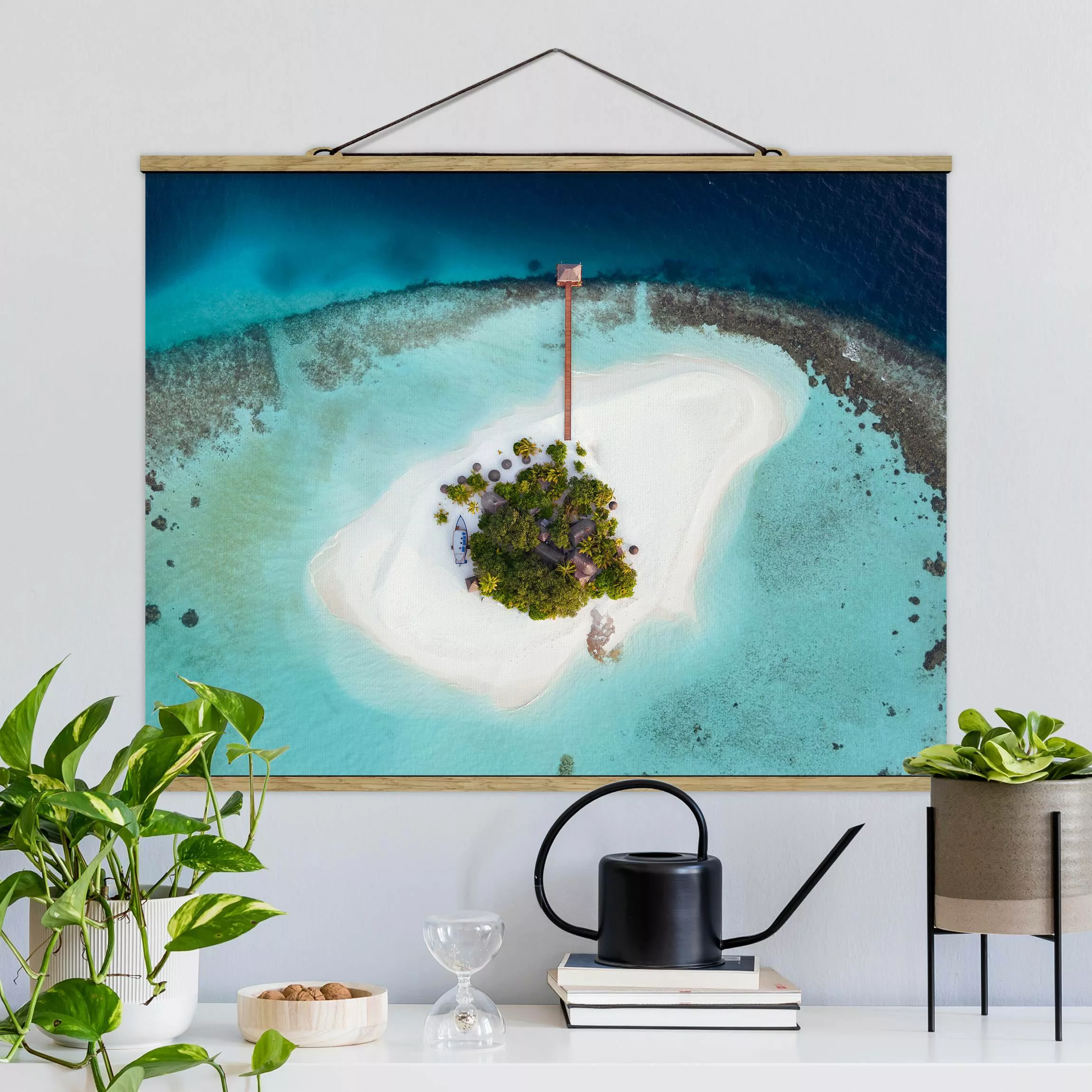 Stoffbild mit Posterleisten Ozeanparadies Malediven günstig online kaufen