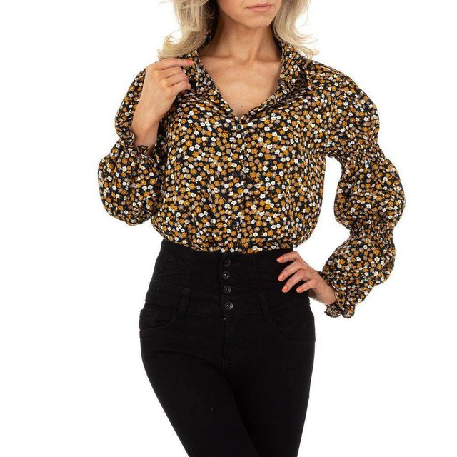 Ital-Design Langarmbluse Damen Freizeit Hemd Print Bluse in Schwarz günstig online kaufen