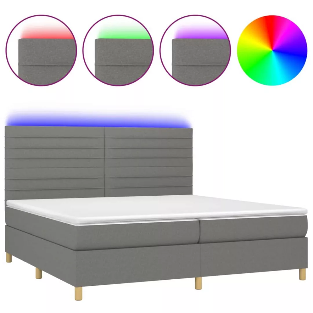 Vidaxl Boxspringbett Mit Matratze & Led Dunkelgrau 200x200 Cm Stoff günstig online kaufen
