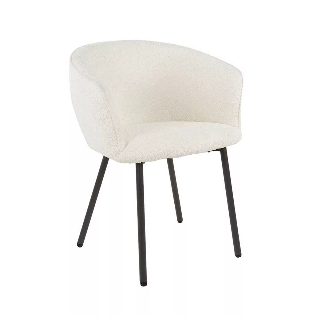 Stühle Esszimmer Creme Weiß aus Boucle Stoff Gestell aus Metall (2er Set) günstig online kaufen