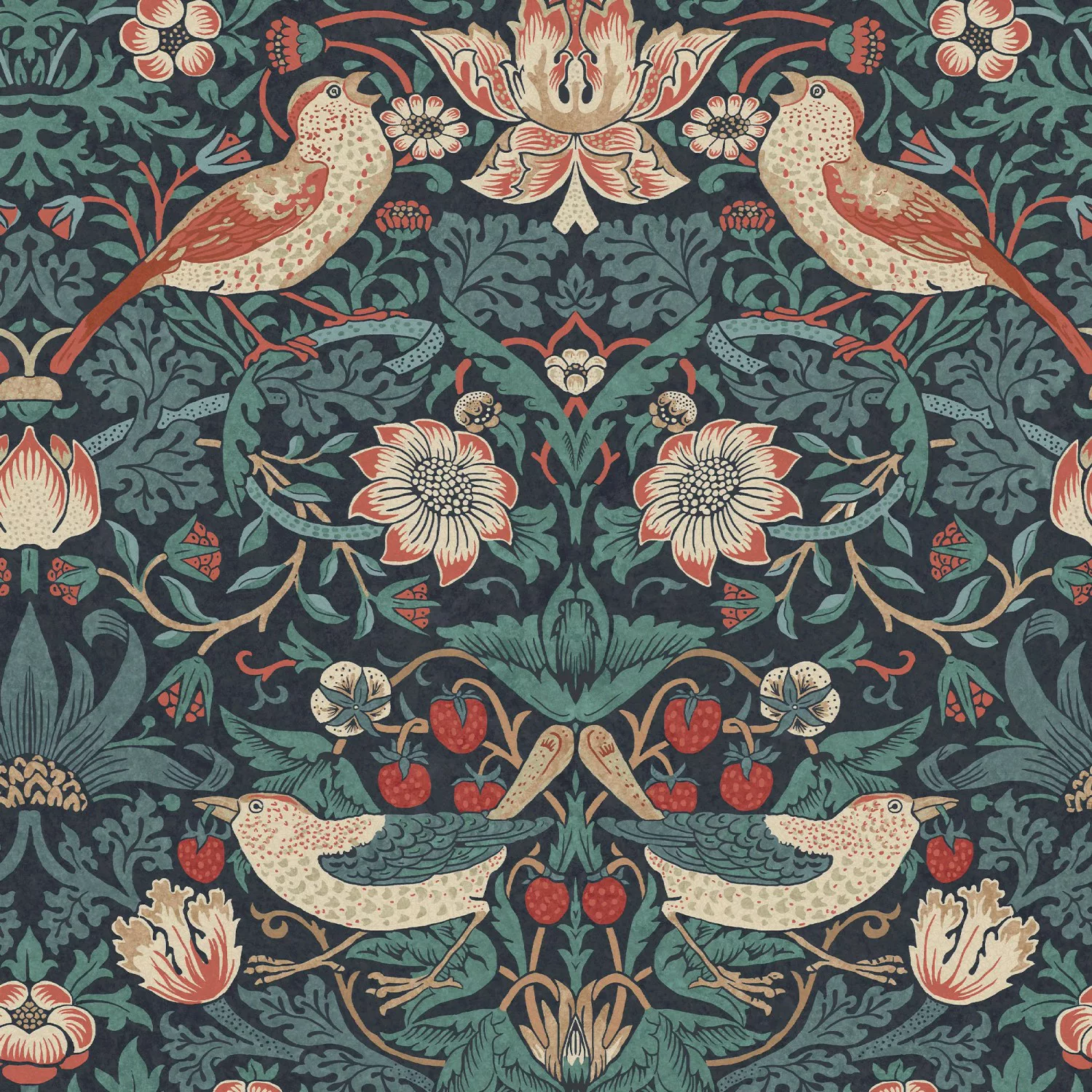 William Morris at Home Vliestapete Strawberry Thief Deep 10 m Dunkel Blau F günstig online kaufen