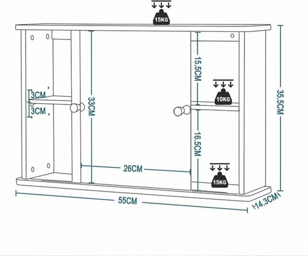 EUGAD Badezimmerspiegelschrank (1-St) mit Ablage, aus Bambus, 55x35,5x14 cm günstig online kaufen