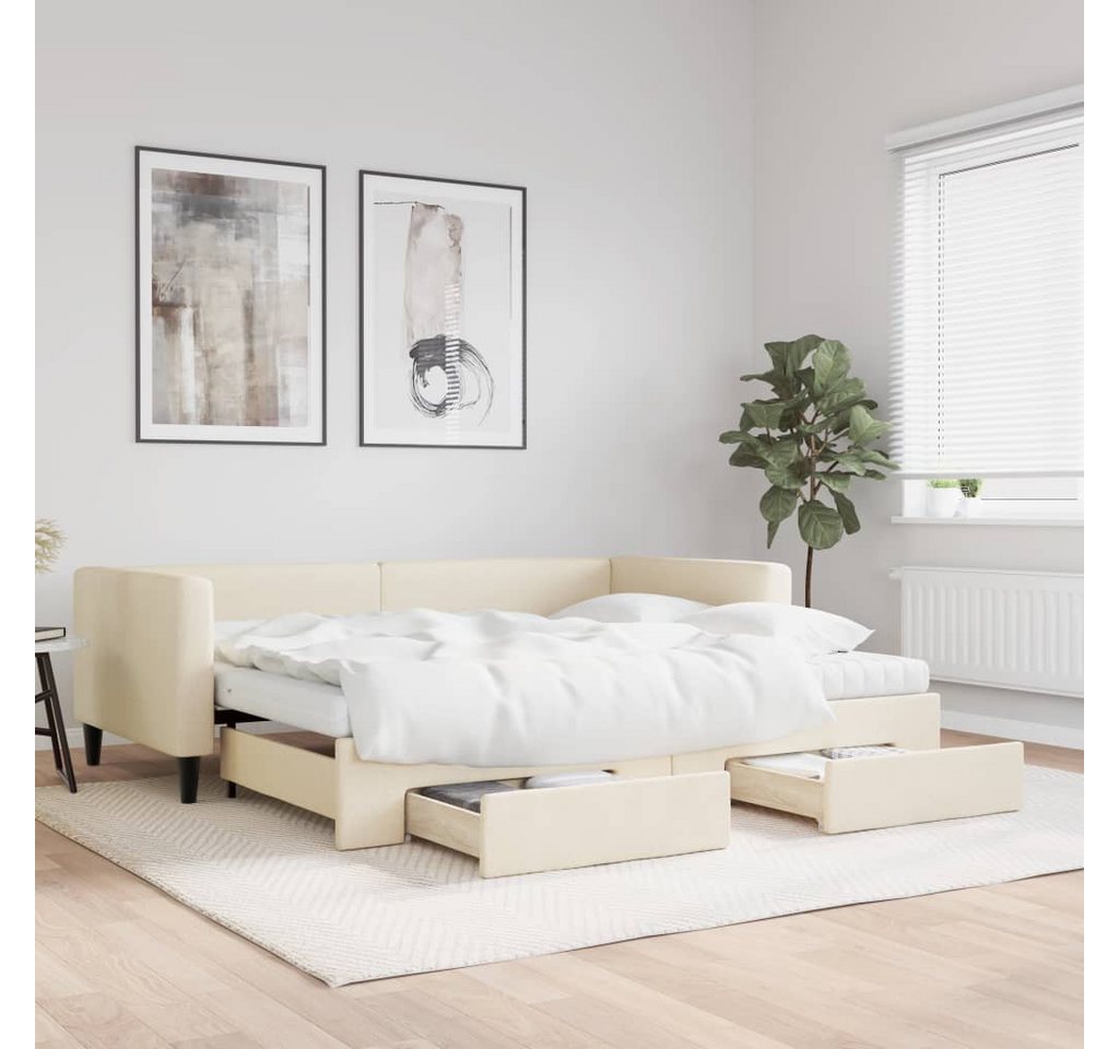 vidaXL Gästebett Gästebett Tagesbett Ausziehbar mit Schubladen Creme 90x200 günstig online kaufen