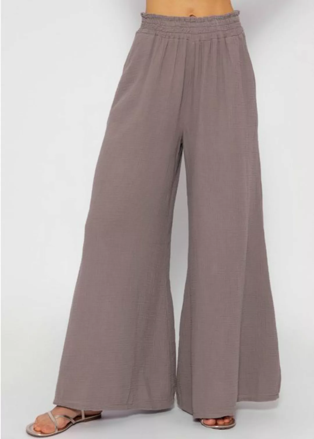 SASSYCLASSY Stoffhose Pants aus Baumwolle mit weitem Bein 100 % Baumwolle, günstig online kaufen