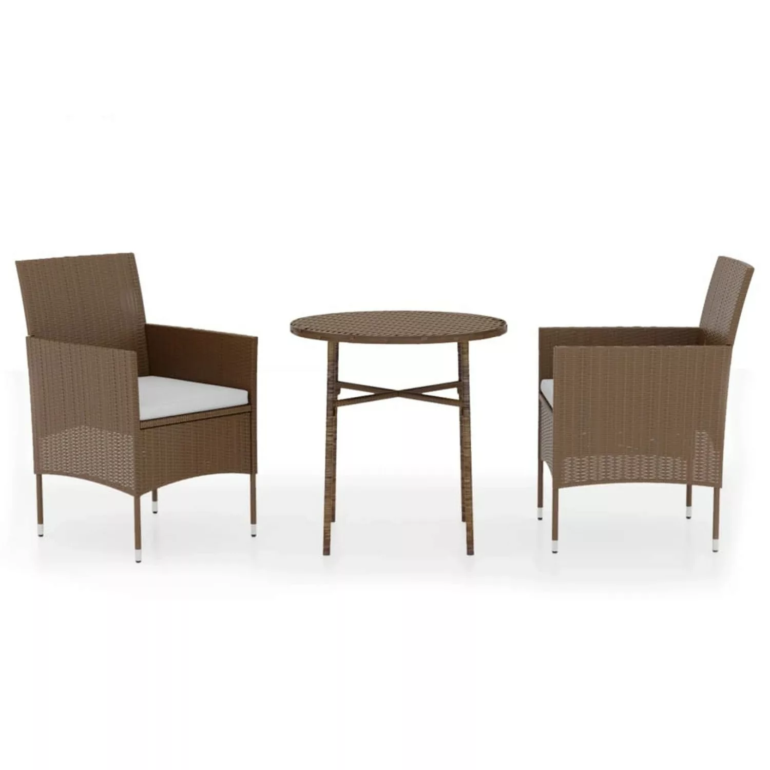 3-tlg. Garten-essgruppe Poly Rattan Braun günstig online kaufen