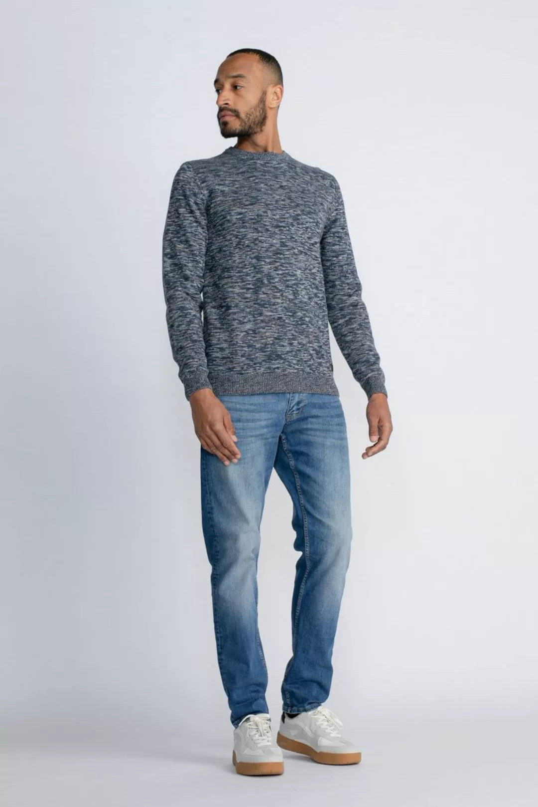 Petrol Pullover Melange Navy - Größe L günstig online kaufen