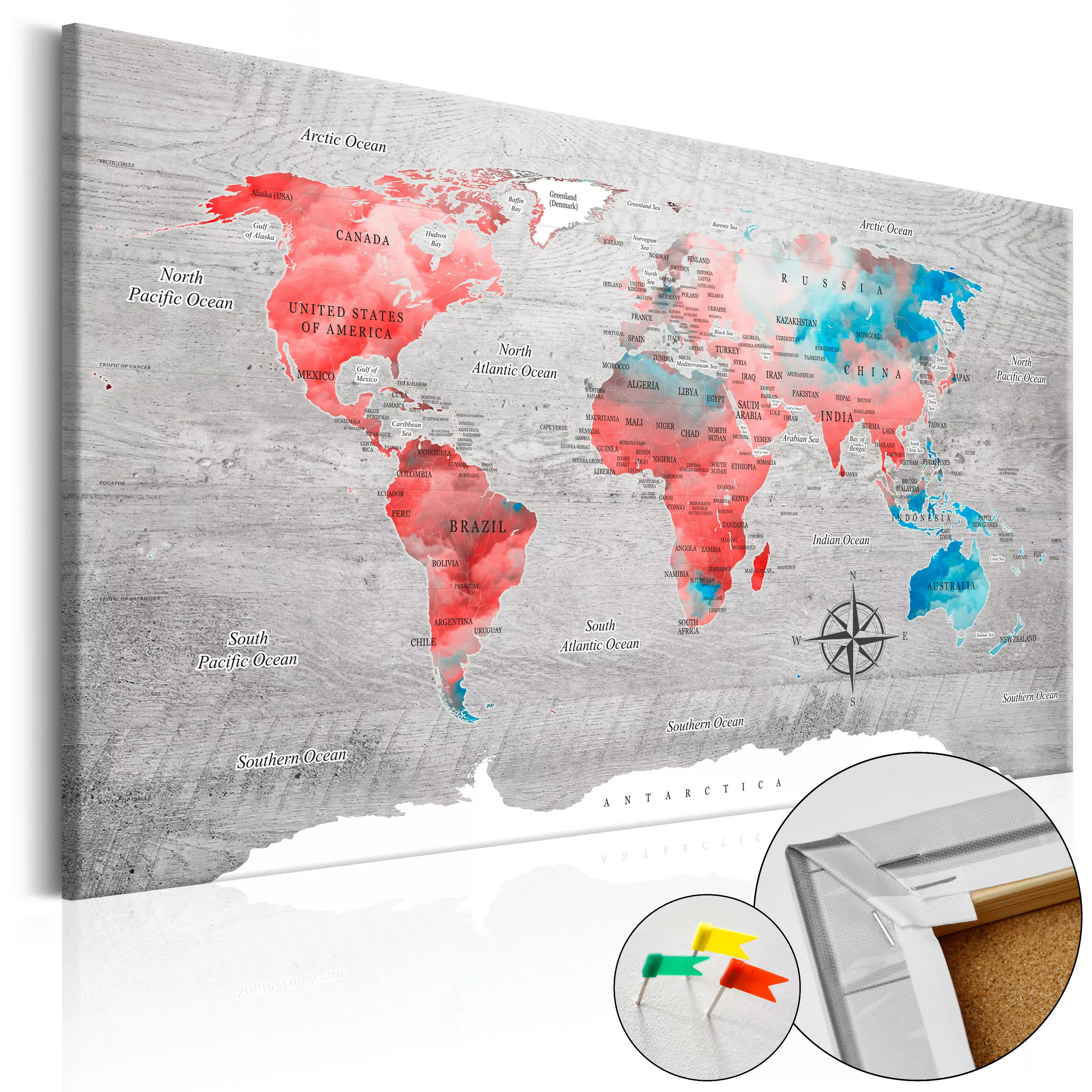 Korkbild - Red Roam [cork Map] günstig online kaufen