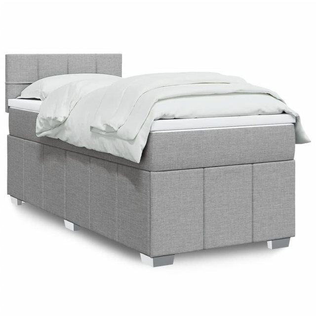 vidaXL Boxspringbett, Boxspringbett mit Matratze Hellgrau 90x190 cm Stoff günstig online kaufen