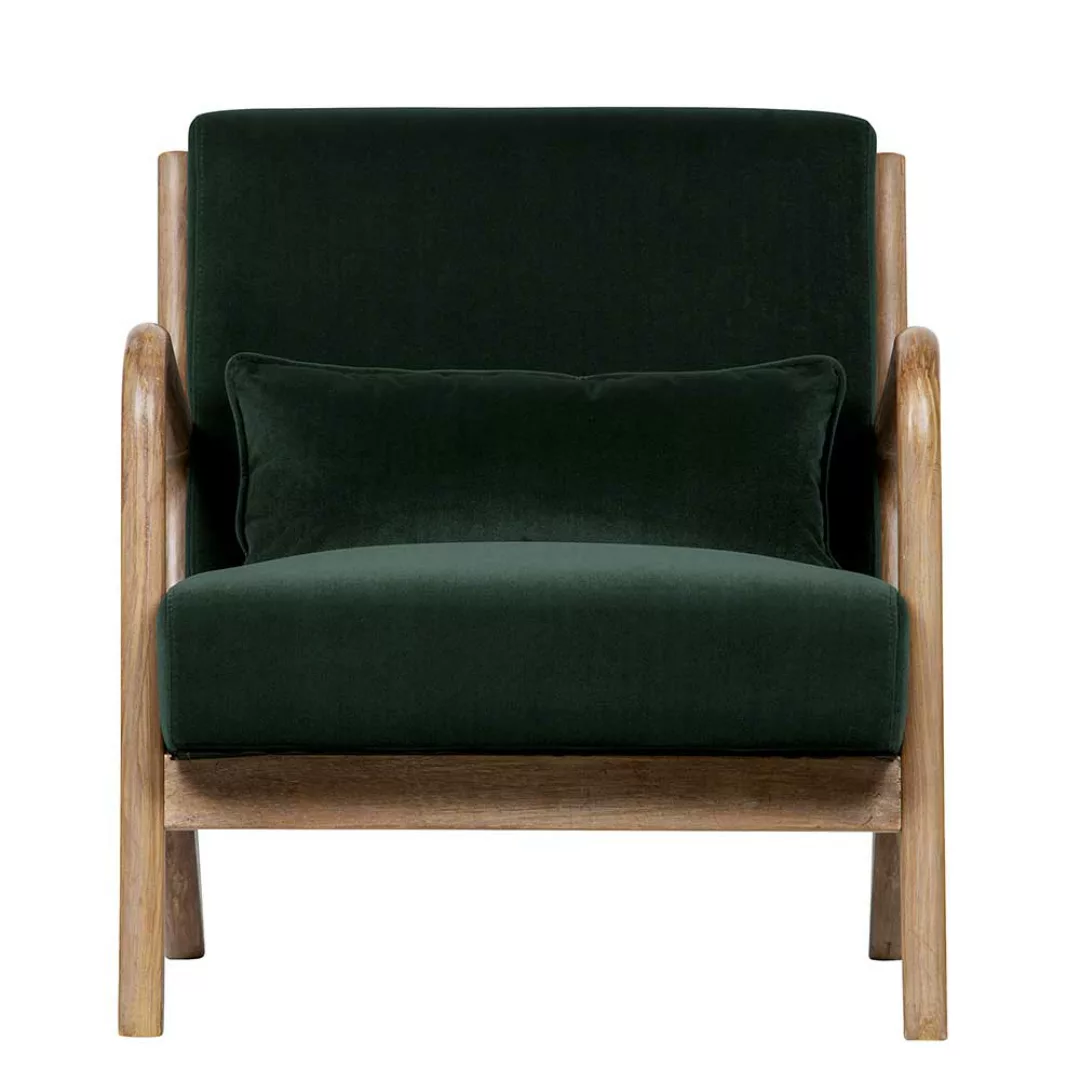 Wohnzimmer Sessel aus Samt und Massivholz Retrostil günstig online kaufen