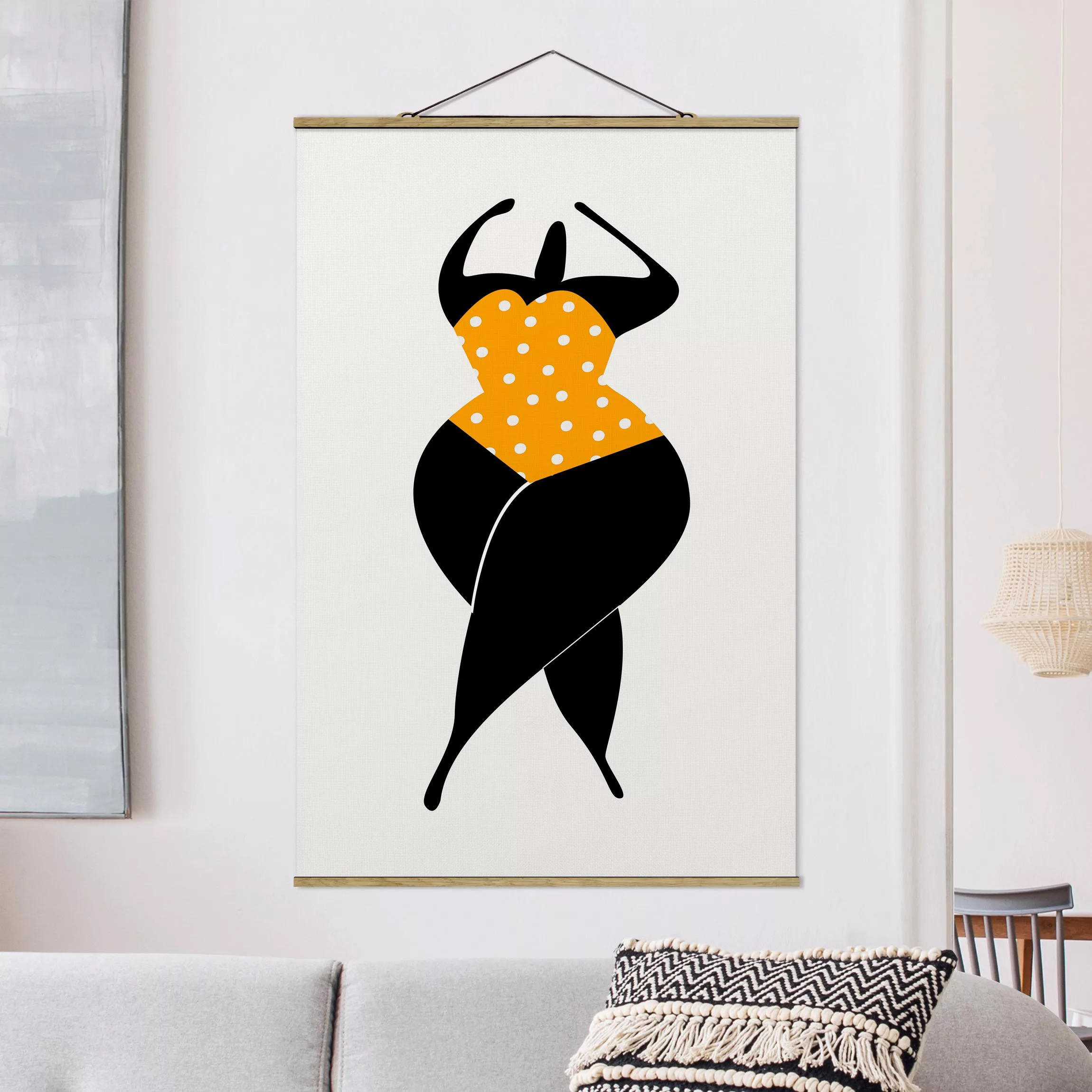 Stoffbild mit Posterleisten Miss Dance Gelb günstig online kaufen